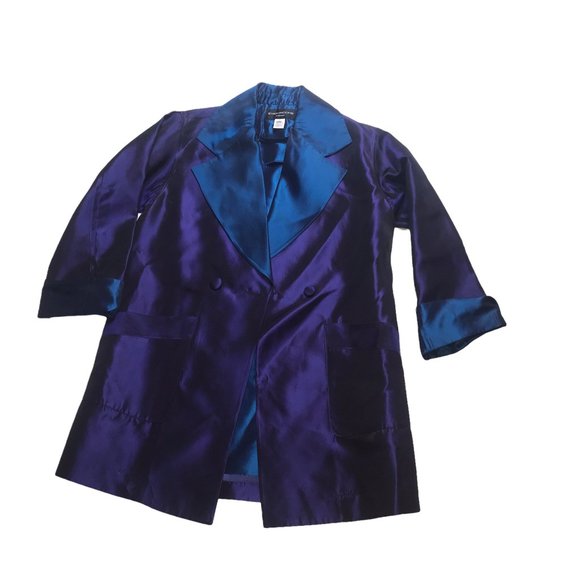 Metallic Blue Purple Formal Coat Women's 4 Evening Evan Picone Prom Party - Picture 1 of 8